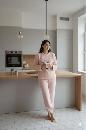 SUNZER HOMEWEAR kadın pembe kışlık peluş takım