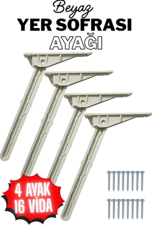 4 Adet Yer Sofrası Ayağı 22 Cm Beyaz Plastik Katlanır Sofra Ayağı Yer Sofrası Sini Altı Ayak 22 Cm Beyaz