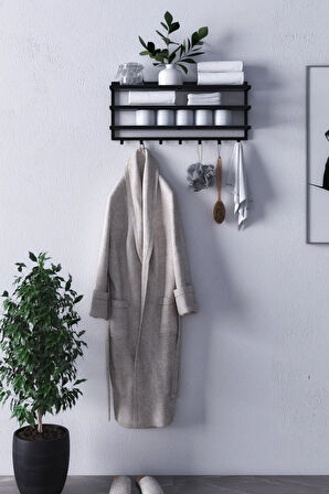 Sofya 2 Katlı Antrasit Raflı Askılık, Portmanto (43 CM - 4 ASKI)