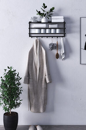 Sofya 2 Katlı Beyaz Raflı Askılık, Portmanto (63 CM - 6 ASKI)