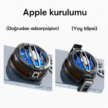 Magsafe Destekli Ultra Güçlü Telefon Soğutucu Kablolu Rgb Fan
