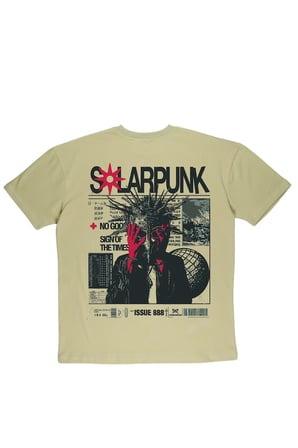 Lenithra Solarpunk Sırt Baskılı Unisex Oversize T-shirt Bej / M