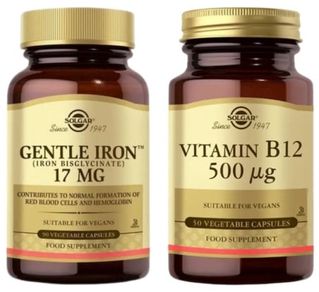 Solgar Gentle Iron 17 mg 90 Kapsül + Solgar Vitamin B-12 500 mg 50 Kapsül