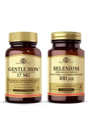 Solgar Gentle Iron 17 mg 90 Kapsül + Solgar Selenium 100 Tablet