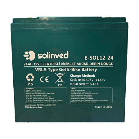 12V 24AH VRLA Tipi Elektrikli Bisiklet Aküsü 2 Yıl Garantili 5 ADET