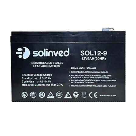12V 9AH Ups Ve Alarm Aküsü 2 Yıl Garantili (5 ADET)