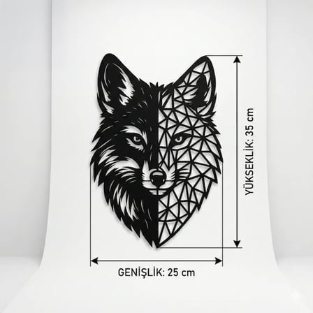 Geometrik Kurt Duvar Tablosu MDF Lazer Kesim Modern Duvar Süsü Minimal Hayvan Figürlü Dekor
