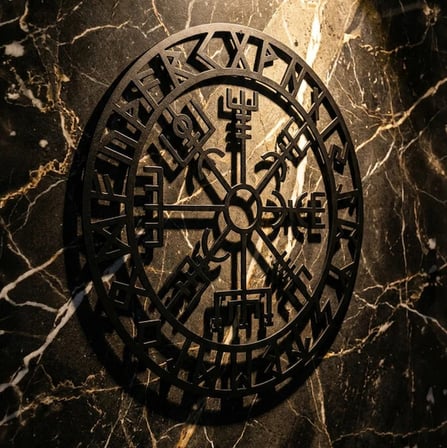 Viking Pusulası Vegvisir Duvar Tablosu MDF Lazer Kesim Nordik Duvar Süsü Modern Dekor