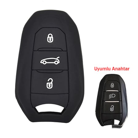 Citroen C4 Picasso DS3 DS4 DS5 DS6 Uyumlu Silikon Oto Anahtar Kumanda Kabı Kılıf Siyah