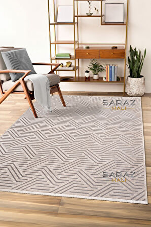 Ada Kilim Modern Salon Mutfak Koridor Kesme Yolluk Dokuma Makine Halısı zigzag antrasit