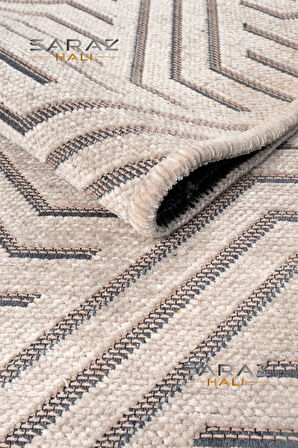 Ada Kilim Modern Salon Mutfak Koridor Kesme Yolluk Dokuma Makine Halısı zigzag antrasit