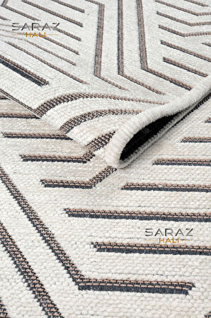Ada Kilim Modern Salon Mutfak Koridor Kesme Yolluk Dokuma Makine Halısı zigzag antrasit