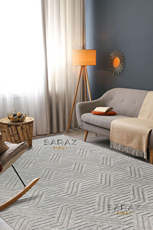 Ada Kilim Modern Salon Mutfak Koridor Kesme Yolluk Dokuma Makine Halısı zigzag antrasit