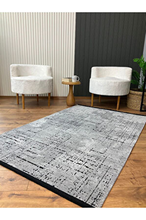 Şönil Dokuma Kayma Yapmaz Makinede Yıkanabilir Leke Tutmaz Kesme Bohem Kilim Antrasit 2