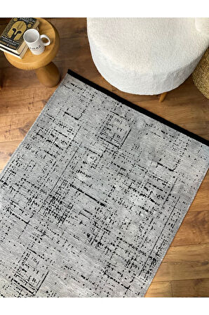 Şönil Dokuma Kayma Yapmaz Makinede Yıkanabilir Leke Tutmaz Kesme Bohem Kilim Antrasit 2