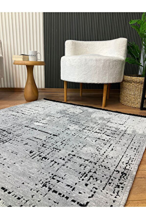 Şönil Dokuma Kayma Yapmaz Makinede Yıkanabilir Leke Tutmaz Kesme Bohem Kilim Antrasit 2