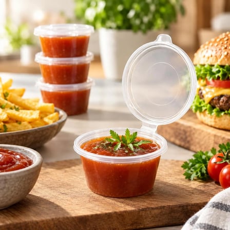 4 oz 120 ml, 100 Adet, Sıkı ve Sızdırmaz Kendinden Kapaklı/Sert Plastik Sosluk - Kemik Suyu ve Sos Kabı
