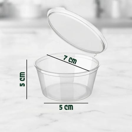 4 oz 120 ml, 100 Adet, Sıkı ve Sızdırmaz Kendinden Kapaklı/Sert Plastik Sosluk - Kemik Suyu ve Sos Kabı