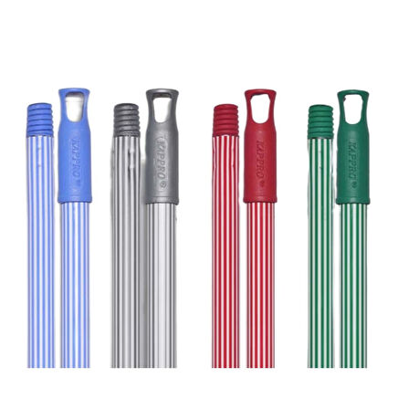 Kaplamalı Alüminyum Metal Vidalı Çizgili Renkli Fırça Faraş Süpürge Çeksil Sap Sapı - 120 Cm. - 3 Adet