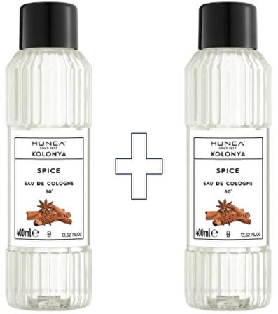 Hunca Tarçın Kolonyası 400 ml – Ferahlatıcı Baharatlı Koku, Kalıcı Etki 2 ADET