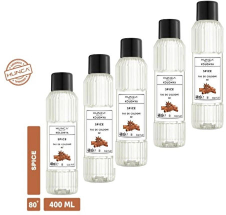 Hunca Tarçın Kolonyası 400 ml – Ferahlatıcı Baharatlı Koku, Kalıcı Etki 5 ADET