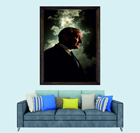 Türkçü, Mustafa Kemal Atatürk , Türk, Çerçeveli Cam Duvar Tablosu 30x45 Cm SP3