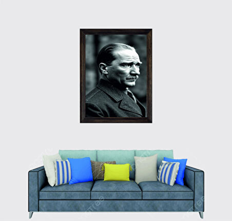 Türkçü, Mustafa Kemal Atatürk , Türk, Çerçeveli Cam Duvar Tablosu 30x45 Cm SP6