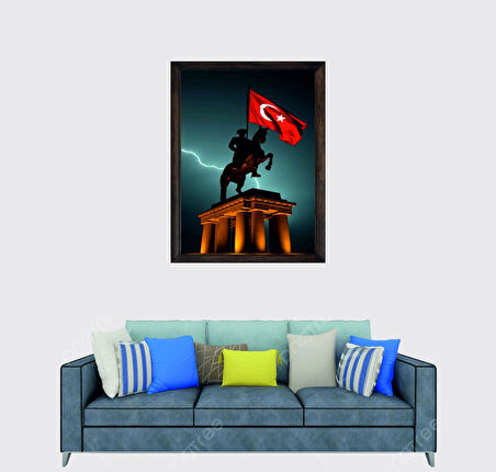 Türkçü, Mustafa Kemal Atatürk , Türk, Çerçeveli Cam Duvar Tablosu 20x30 Cm SP10