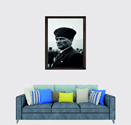 Türkçü, Mustafa Kemal Atatürk , Türk, Çerçeveli Cam Duvar Tablosu 30x45 Cm SP11