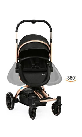 Yoyko Spin 360 Derece Dönebilen Bebek Arabası Siyah Rose Kasa