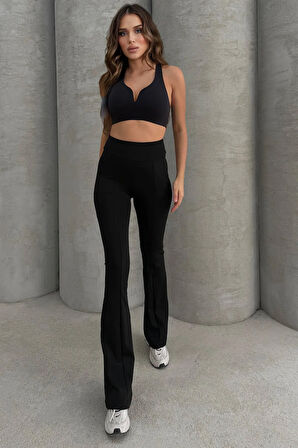 Lesa Wear Yüksek Bel Flare Comfort Çift Cepli Toparlayıcı İspanyol Paça Pantolon