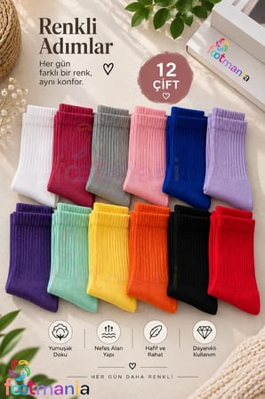 Unisex Kolej Spor Çorap Seti 12 'li Paket