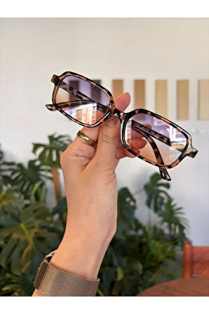 Square Kare Güneş Gözlüğü Miux Leopar Degrade Ince Çerçeve Şık unisex Model Uv400 Koruma
