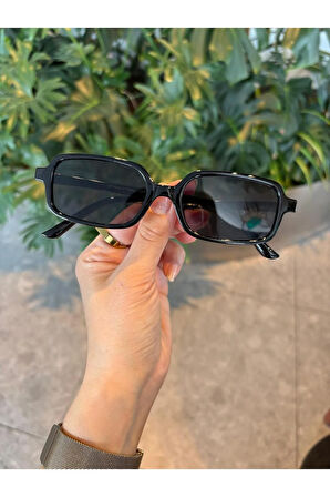 Square Kare Güneş Gözlüğü Miux Siyah Ince Çerçeve Şık unisex Model Uv400 Koruma