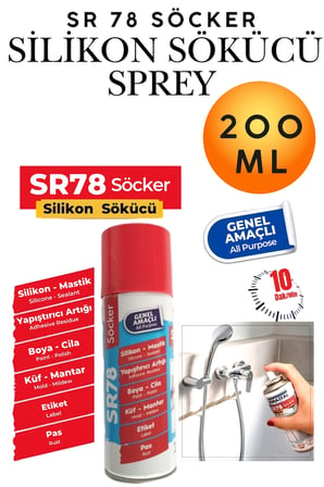 Silikon Sökücü Sprey 200 ml - Derz, Etiket, Yapışkan, Conta Leke ve Kalıntı Temizleyici Sprey - Mutfak Banyo Cam Metal Yüzeyler İçin Hızlı Etkili Temizlik Solüsyonu Fayans Banyo Derz Temizleme Sprey