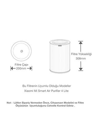 srfn ticaret Xiaomi Smart Air Purifier 4 Lite Uyumlu Hepa Filtre