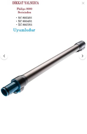 srfn ticaret Philips 8000 Serisi Dikey Süpürge XC8053/01 - XC8054/01 - XC8057/01 Uyumlu Teleskopik Boru - 1 Adet