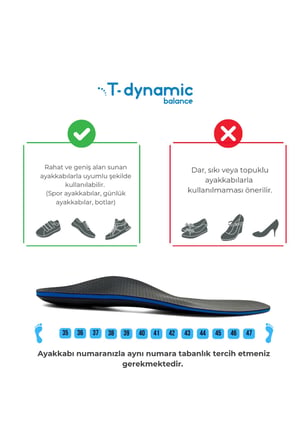 srfn ticaret Genel Markalar T-Dynamic Balance Güçlü Ark Destekli Ortopedik Tabanlık | İçe Basma Eğilimi ve Yüksek Kavis Desteği İçin