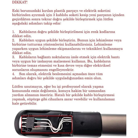 srfn ticaret Philips XC7040 Uyumlu Dikey Süpürge Boru Tamir Seti