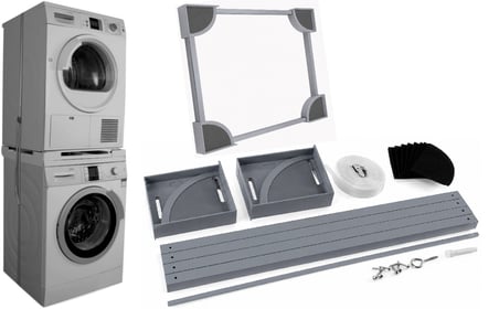 srfn ticaret Hoover Çamaşır ve Kurutma Makinesi Birleştirme Aparatı (İstif Kiti - İnox/Gri Model Uyumlu)