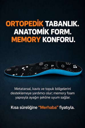 srfn ticaret FOOT FOOT CARE TECHNOLOGY Ortopedik Memory Foam Tabanlık – Anatomik Metatarsal, Kavis ve Topuk Destekli Tam Boy Unisex 35–46