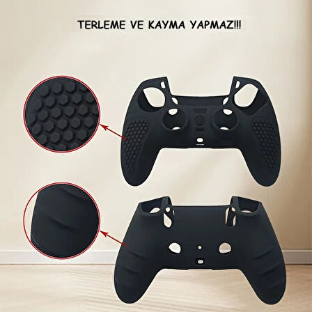 srfn ticaret PS5 Controller Joystick Oyun Kolu Gamepad Uyumlu Silikon + 2'li Analog Koruyucu