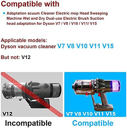 srfn ticaret Dyson V10 Uyumlu Islak ve Kuru Süpürge Paspas ve Su Tanklı Temizleme Başlığı