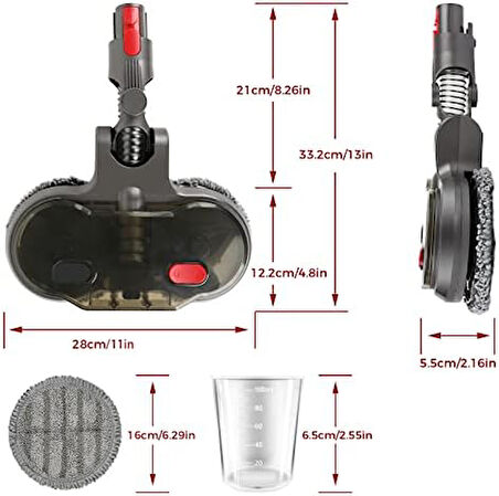 srfn ticaret Dyson V7 Uyumlu Islak ve Kuru Süpürge Paspas ve Su Tanklı Temizleme Başlığı