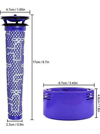 srfn ticaret Dyson V7 (Ürün Kodu:967478-01 ve 965661-01) ile Uyumlu Hepa Filtreler