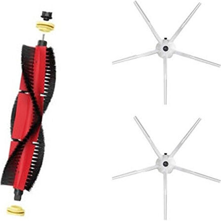 srfn ticaret Roborock S5-S50-S51-S55-S6-S6 Pure-S5 Max Fırça Seti: 1 Adet Ana Fırça - 2 Adet Yan Fırça