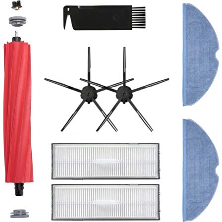 Srfn Ticaret Roborock S7+ Uyumlu Taraklı Yedek Fırça Seti - 7 Parça - Siyah