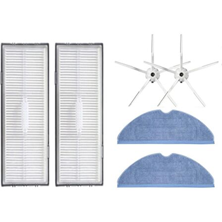 srfn ticaret S75 Beyaz Uyumlu Yedek Hepa Filtre Yan Fırça Mop Bez - 6 Parça