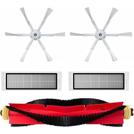 srfn ticaret Xiaomi Roborock C10/E2/E3/E4 Yeni Nesil 6 Kollu Yan Fırça Seti - 5 Parça