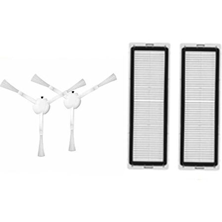 srfn ticaret Xiaomi Dreame Vacuum Mop D9 Robot Süpürge Uyumlu Set 2 Adet Hepa - Filtre 2 Adet Yan Fırça